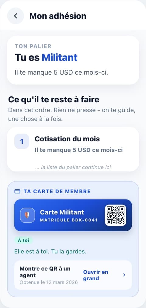 Mon adhésion : à jour ce mois-ci