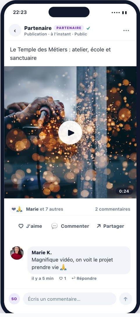 Une vidéo publiée sur le mur, et un commentaire