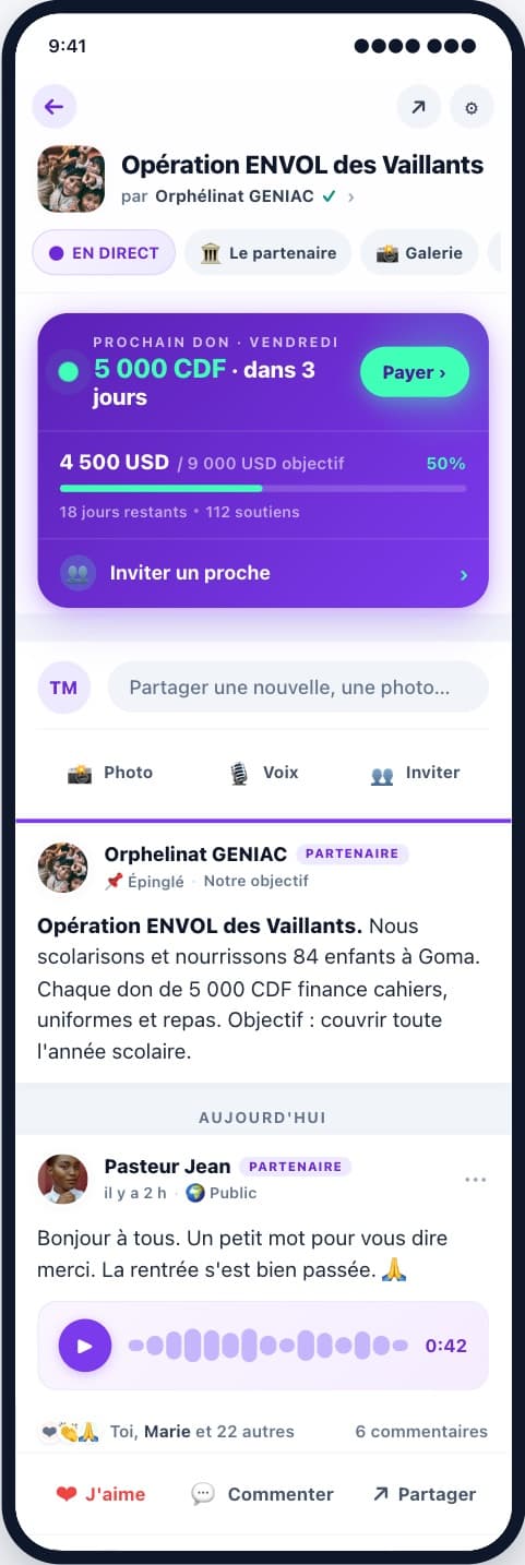 Le mur d'une campagne : son objectif, ses nouvelles, un message vocal