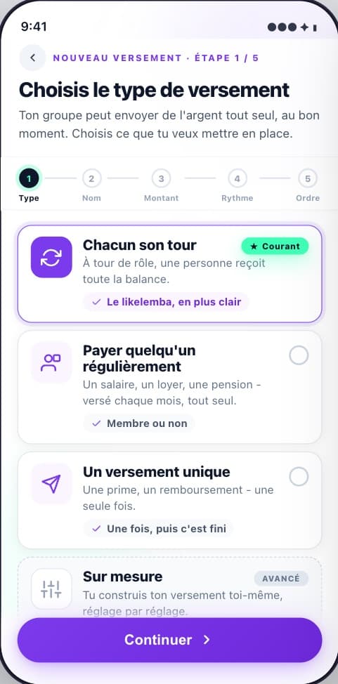 Choisir le type de versement